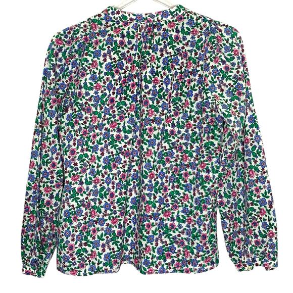 Banjanan S Zora Top Button Front Long Sleeve Bright Floral Cottage Whimsy - Picture 2 of 8